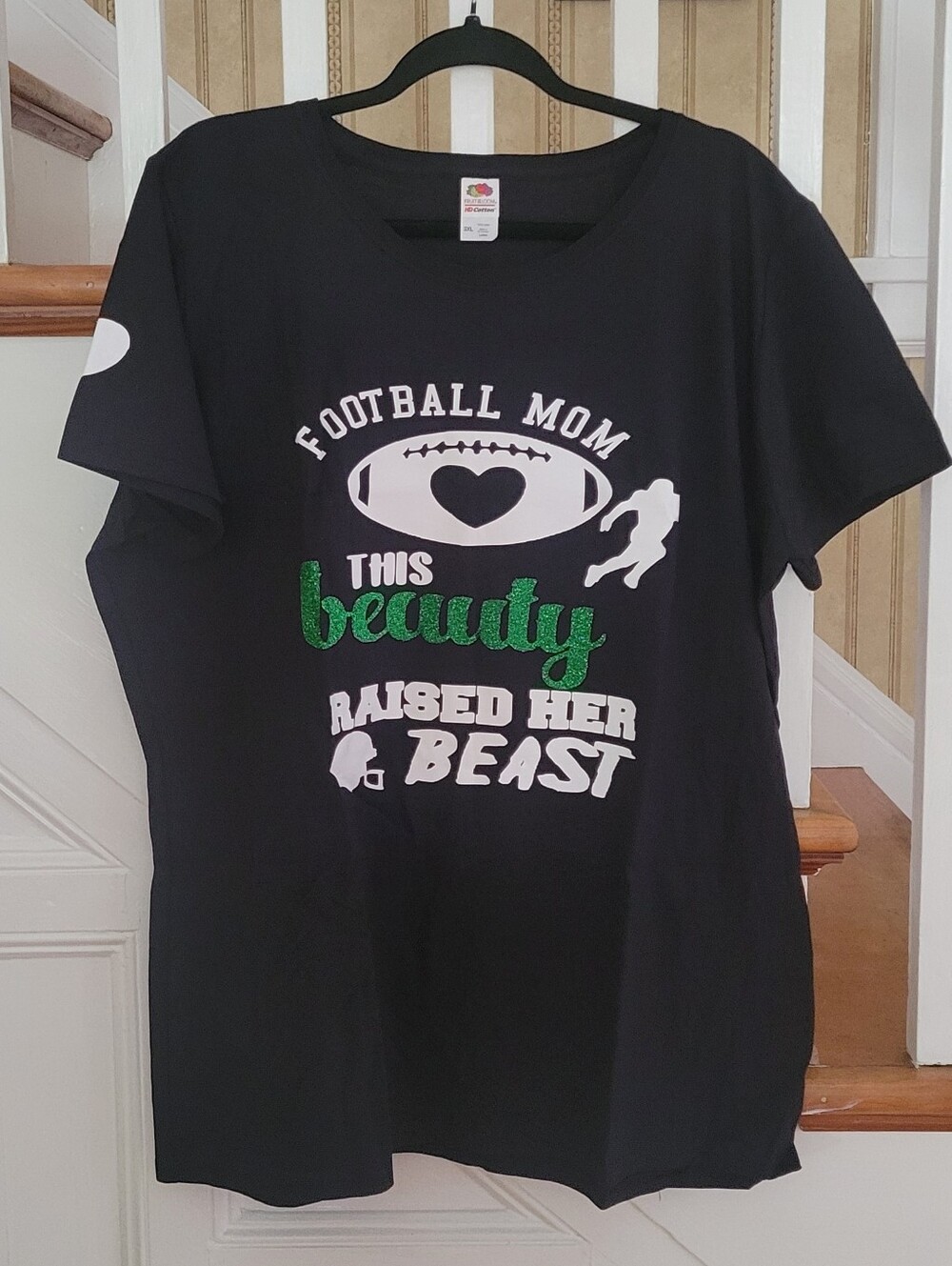 Fruit Of The Loom Cotton Football Mom Short Sleeve Black Shirt Size 3XL
